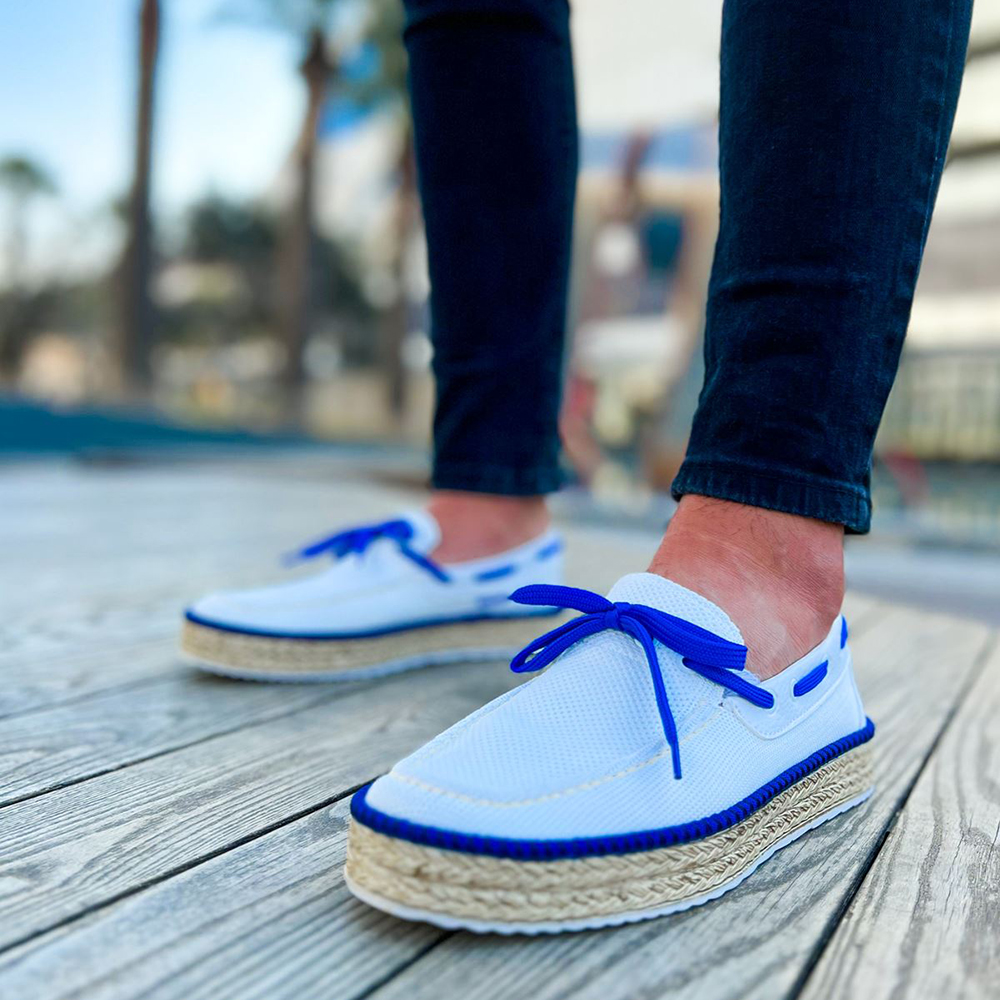 cc espadrilles white blue woolen cloth blue lambskin